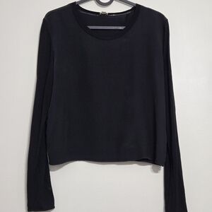 Aritzia Wilfred Black 100% Silk Open Back Blouse Womens Size S